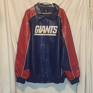 New York Giants NFL Team Apparel Men's Polyvinyl Varsity Style Jacket Size 2XLT
